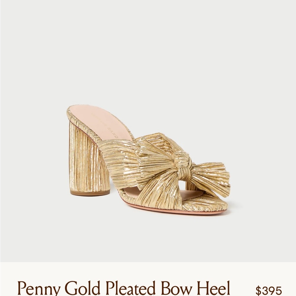 Loeffler Randall Gold Metallic Penny High Heel Slides with Bow